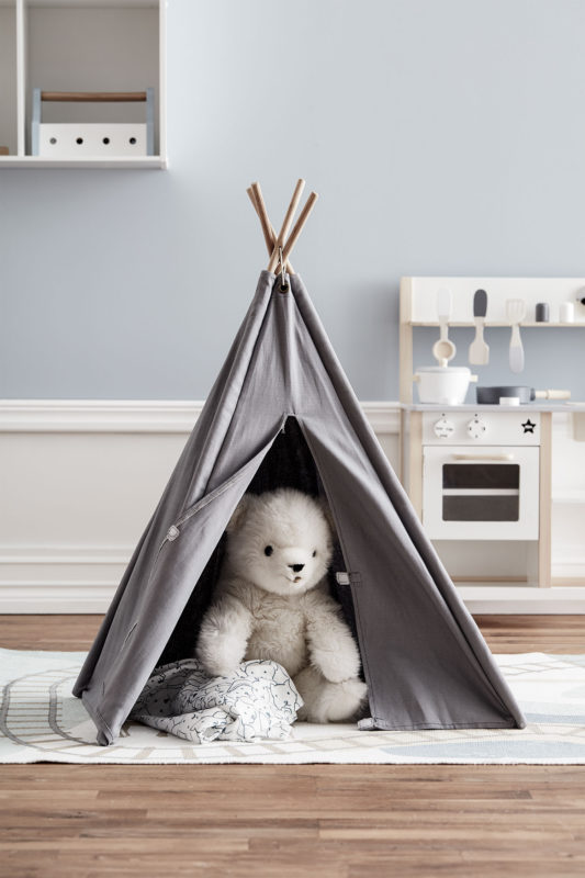 Kids Concept Tipi Zelt Mini grau mit Bär