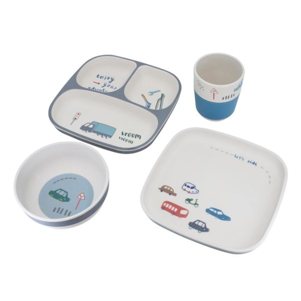 Sebra Bambus Melamin Geschirr-Set Little Driver