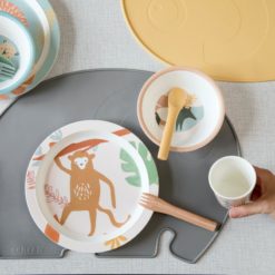 Sebra Melamin Geschirr-Set Wildlife, eucalyptus blue von oben