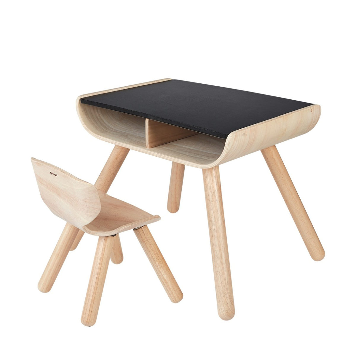 PlanToys Tisch & Stuhl Set, natur : schwarz