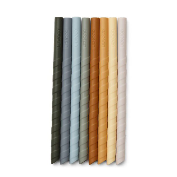 Liewood Zoe Strohhalme „Blue multi mix“ aus Silikon, 8er-Set