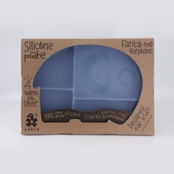 Sebra Silikon Teller mit Deckel, Fanto der Elefant „Powder Blue“ mit Karton