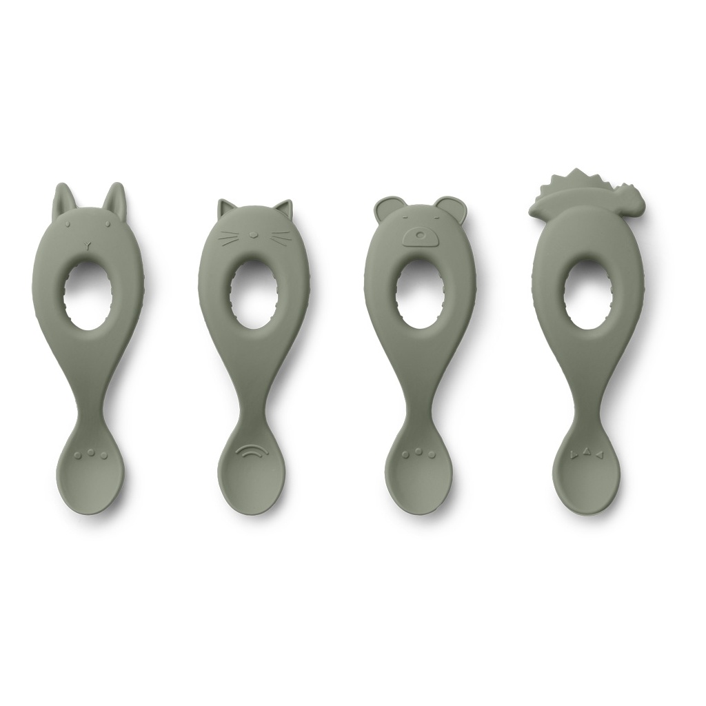 Liewood Liva Silikon-Löffel 4er-Set „Faune green“