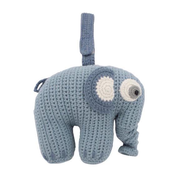 Sebra Häkel-Spieluhr, Fanto der Elefant, powder blue