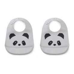 Liewood Tilda Silikon Lätzchen „Panda dumbo grey“, 2er Set