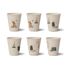 Liewood Gertrud Bambus-Becher „Holiday mix“, 6er-Set