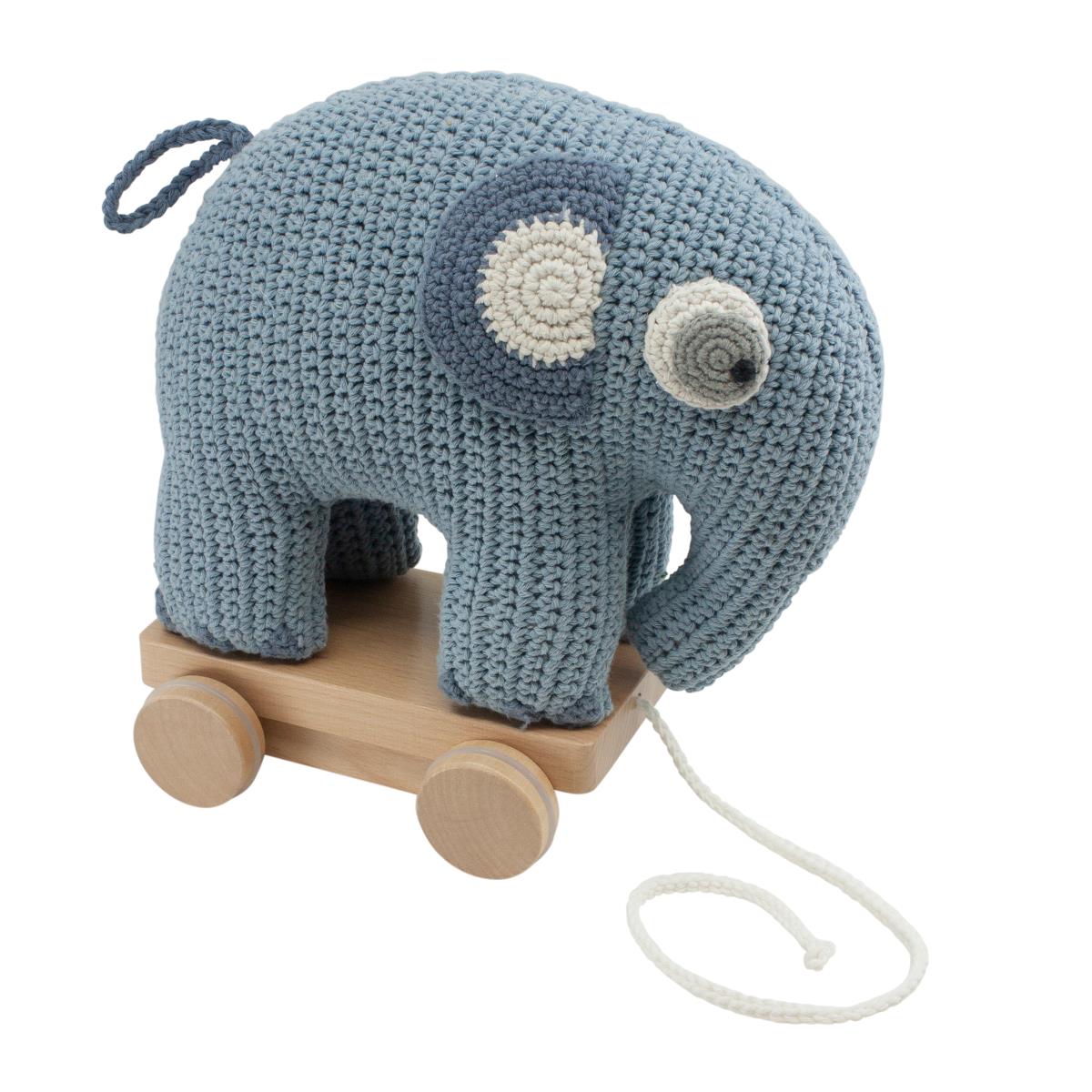 DELISTED Sebra Häkel-Nachziehtier, Fanto der Elefant „Power Blue“