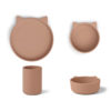 Liewood Cyrus Silikon Geschirr-Set Junior „Cat dark rose“, 3er-Set