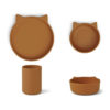 Liewood Cyrus Silikon Geschirr-Set Junior „Cat mustard“, 3er-Set