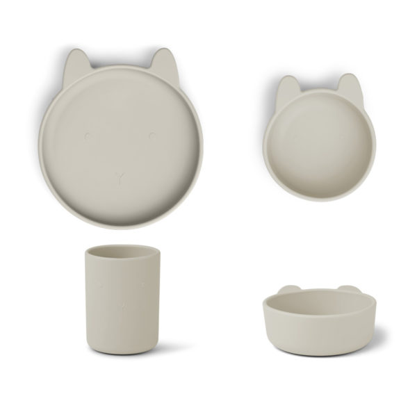 Liewood Cyrus Silikon Geschirr-Set Junior „Rabbit sandy“, 3er-Set