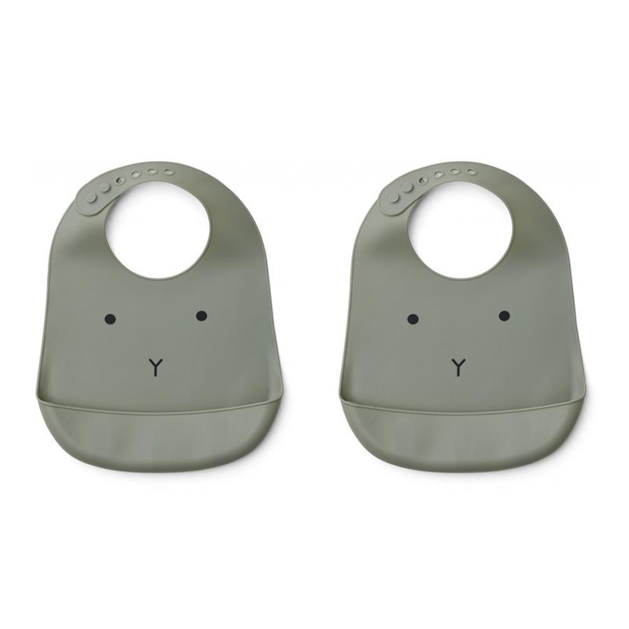 Liewood Tilda Silikon Lätzchen „Rabbit Faune Green“, 2er Set
