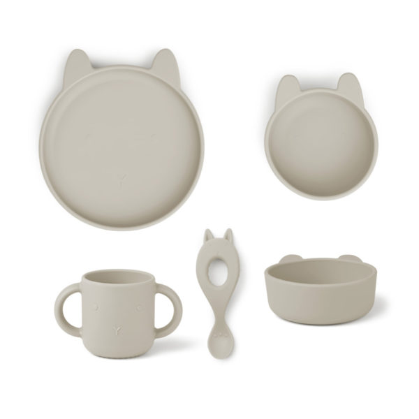 Liewood Vivi Silikon Geschirr-Set „Rabbit sandy“, 4er-Set