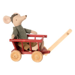 Maileg Bollerwagen aus Holz rot mit Maus