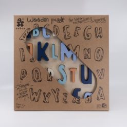 Sebra ABC-Puzzle aus Holz „Denim Blue“ Verpackung
