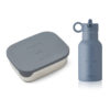 Liewood Joni Lunchbox-Set „Mr. Bear blue wave : Rabbit blue wave mix“ inkl. Anker Trinkflasche