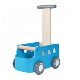 PlanToys Lauflernwagen „blauer Bus“ aus Holz, 21x30x46cm