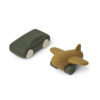 Liewood Kevin Auto und Flugzeug-Set „Hunter green : olive green mix“ aus Silikon, 2er-Set