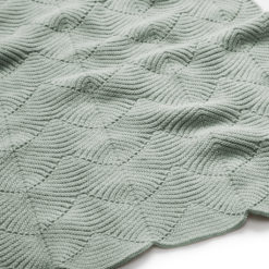 DELISTED Cam Cam Jackobsmuschel-Strickdecke „Dusty Green“, 80x100cm, GOTS – Bild 2
