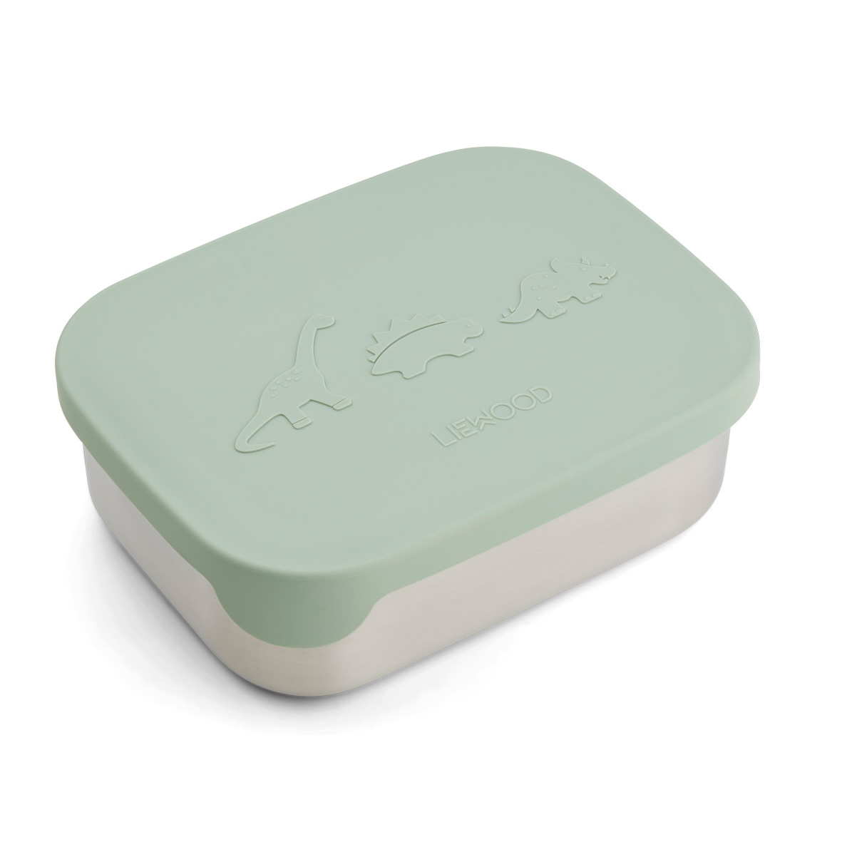 Liewood Arthur Lunchbox „Dino dusty mint“, Edelstahl mit Silikon-Deckel 01