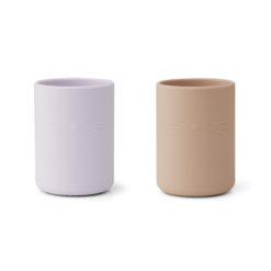 Liewood Ethan Becher „Cat light lavender rose mix“ aus Silikon, 2er-Set 01