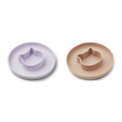 Liewood Gordon 2-in-1 Kinderteller mit Schalen „Cat light lavender rose mix“ 02