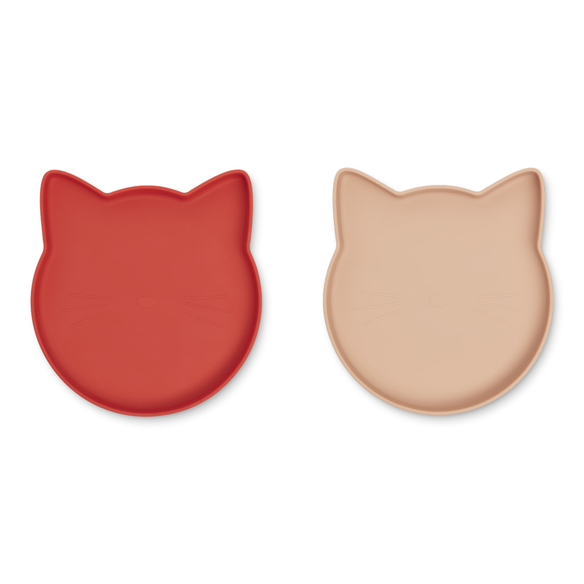 Liewood Marty Teller „Cat apple red : tuscany rose mix“, Silikon Kinderteller, 2er-Set 01
