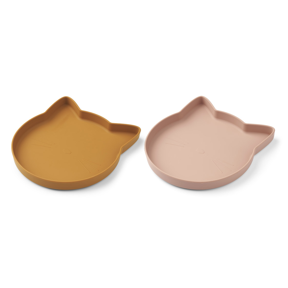 Liewood Marty Teller „Cat mustard : dark rose mix“, Silikon Kinderteller, 2er-Set 02
