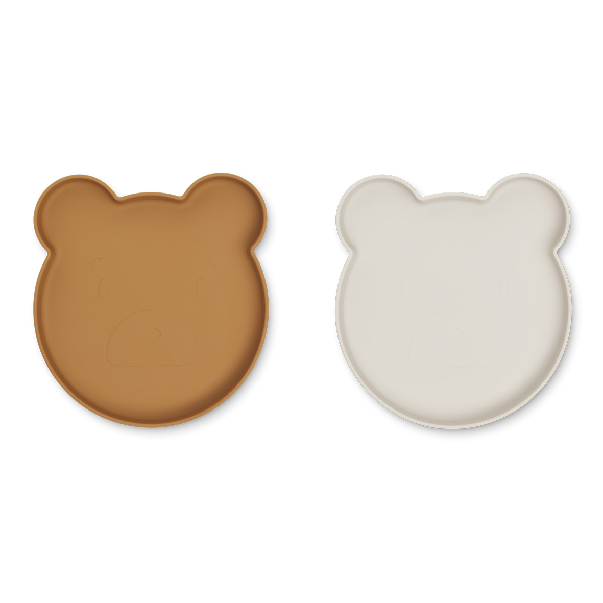 Liewood Marty Teller „Mr. Bear golden caramel : sandy mix“, Silikon Kinderteller, 2er-Set 01