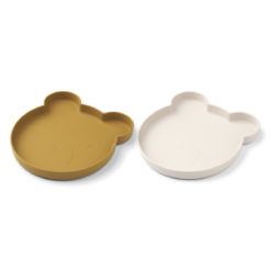 Liewood Marty Teller „Mr. Bear golden caramel : sandy mix“, Silikon Kinderteller, 2er-Set 02