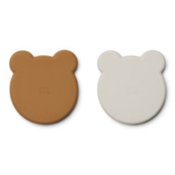 Liewood Marty Teller „Mr. Bear golden caramel : sandy mix“, Silikon Kinderteller, 2er-Set 03