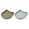 Liewood Marty Teller „Mr. Bear khaki : blue fog mix“, Silikon Kinderteller, 2er-Set 02