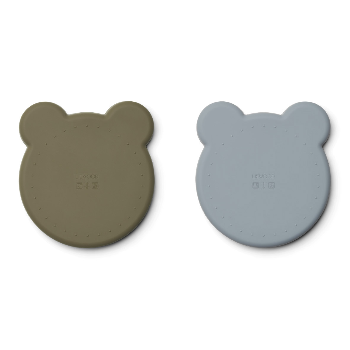 Liewood Marty Teller „Mr. Bear khaki : blue fog mix“, Silikon Kinderteller, 2er-Set 03