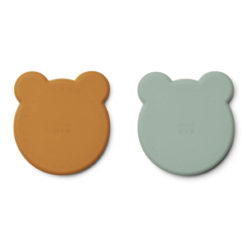 Liewood Marty Teller „Mr. Bear mustard : peppermint mix“, Silikon Kinderteller, 2er-Set 03