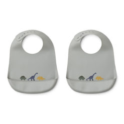 Liewood Tilda Silikon Lätzchen „Dino dove blue mix“, 2er Set