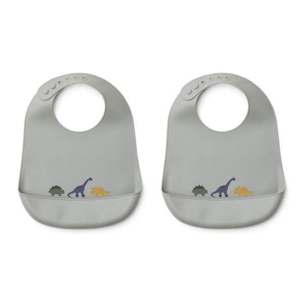 Liewood Tilda Silikon Lätzchen „Dino dove blue mix“, 2er Set