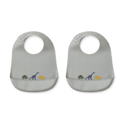 Liewood Tilda Silikon Lätzchen „Dino dove blue mix“, 2er Set