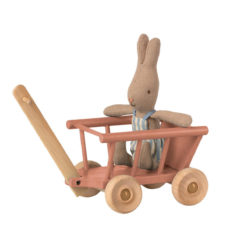 Maileg Bollerwagen aus Holz „Dusty rose“ mit Hase