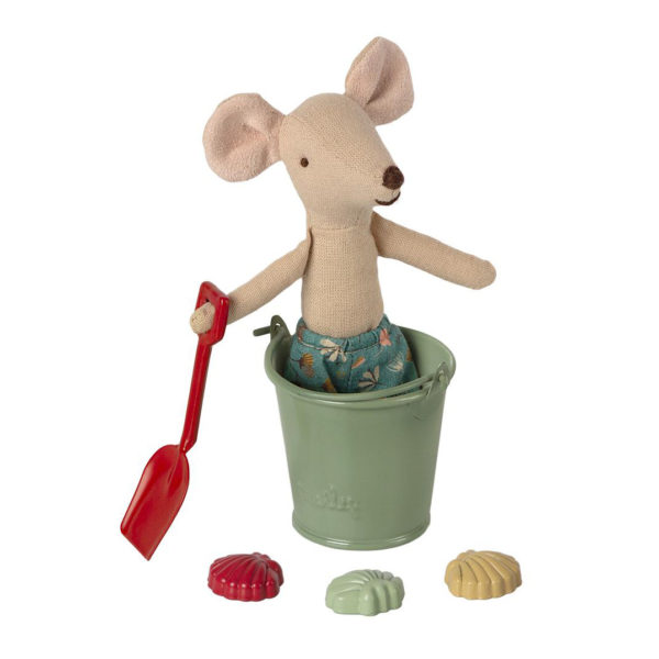 Maileg Miniatur Strand-Set für das Puppenhaus, Metall, 4-teilig mit Maus