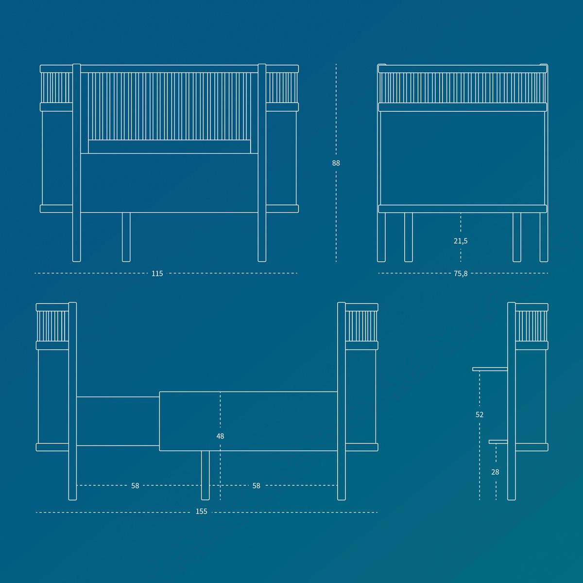 Sebra Bett weiß, Babybett & Juniorbett Maße