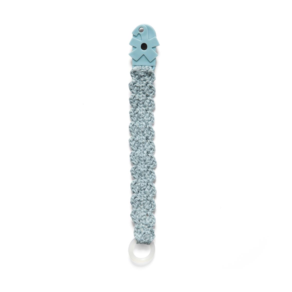 Sebra Häkel-Schnullerkette, Schnullerband, powder blue