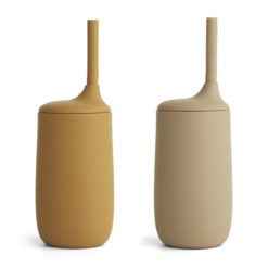 Liewood Dylan Trinkbecher „Golden caramel oat mix“, Silikon, 2er-Set 01