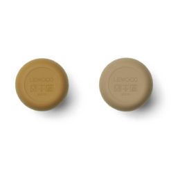 Liewood Dylan Trinkbecher „Golden caramel oat mix“, Silikon, 2er-Set unten