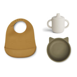 Liewood Connor Baby Essgeschirr-Set „Cat khaki multi mix“ aus Silikon, 3er-Set 02