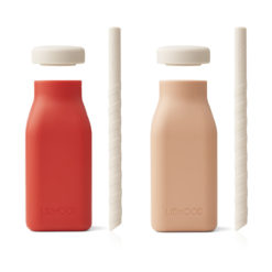 Liewood Erika Milchshake Flasche „Apple red : tuscany rose mix“ 230ml, 2er-Set, Silikon 02