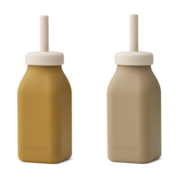Liewood Erika Milchshake Flasche „Golden caramel oat mix“ 230ml, 2er-Set, Silikon 03