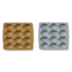 Liewood Sonny Eiswürfelformen „Dino golden caramel / blue fog mix“, 2er-Set, Silikon