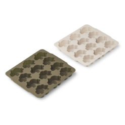 Liewood Sonny Eiswürfelformen „Dino khaki sandy mix“, 2er-Set, Silikon