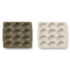 Liewood Sonny Eiswürfelformen „Dino khaki sandy mix“, 2er-Set, Silikon