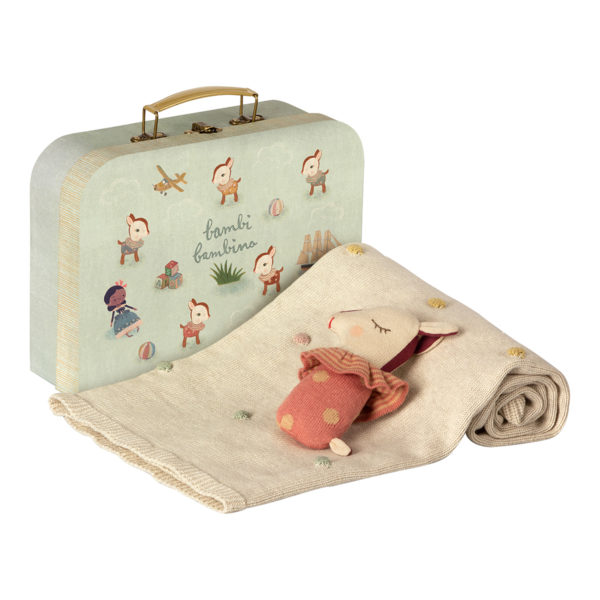 Maileg Baby Geschenk-Set „rosa“, Babydecke - Rassel - Koffer