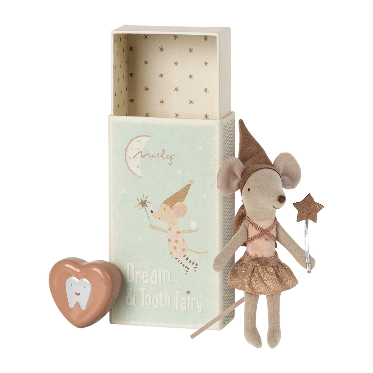 Maileg Big Sister Maus „Zahnfee“ in Streichholzschachtel, rose, H16cm 02